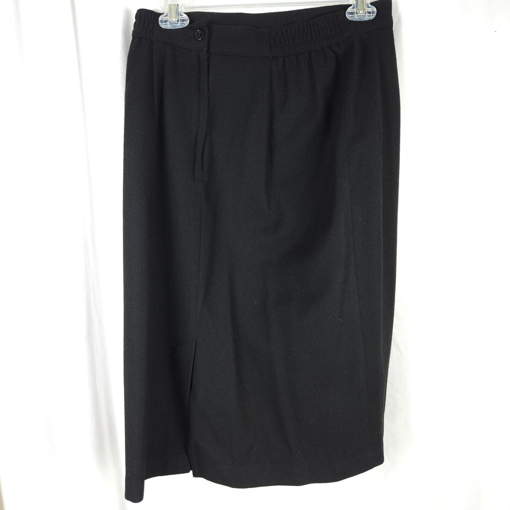Sag Harbor Women's 12 Black Wool Midi Skirt‎ Classic Office Career